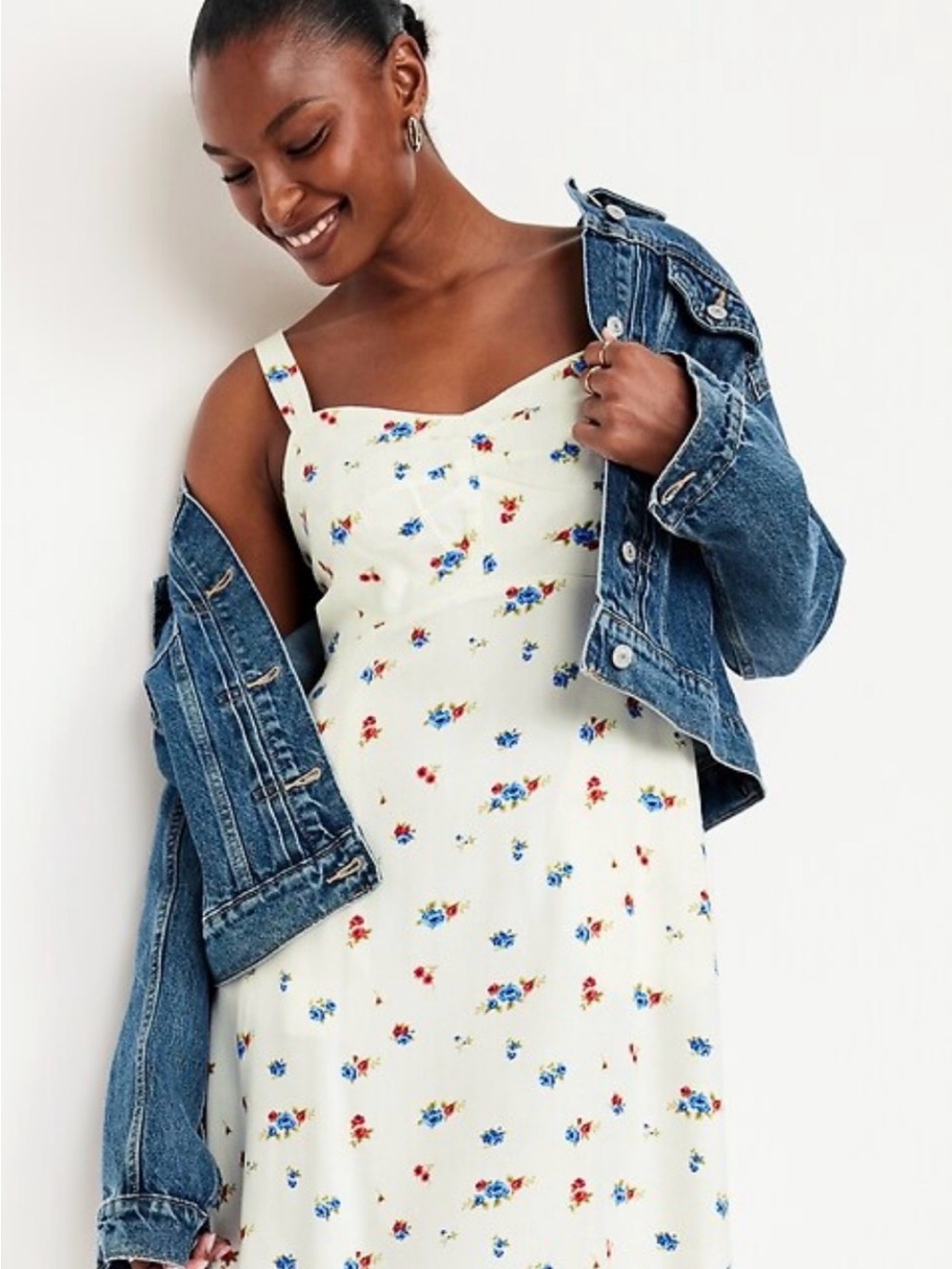 Old Navy Floral Cottagecore Crepe Mini Dress Size L Petite NWT Sweetheart Boho